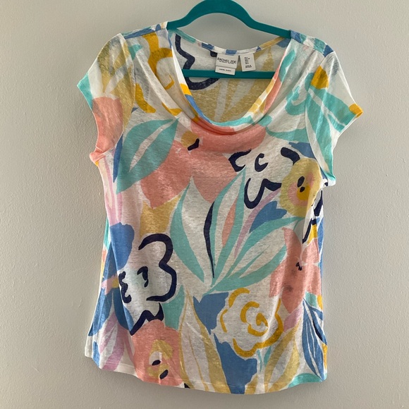 Rachel Zoe Tops - Rachel Zoe Large Multicolor Floral Short Sleeve Top